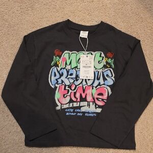Zara Kids Black Long Sleeve with Colorful Graphic